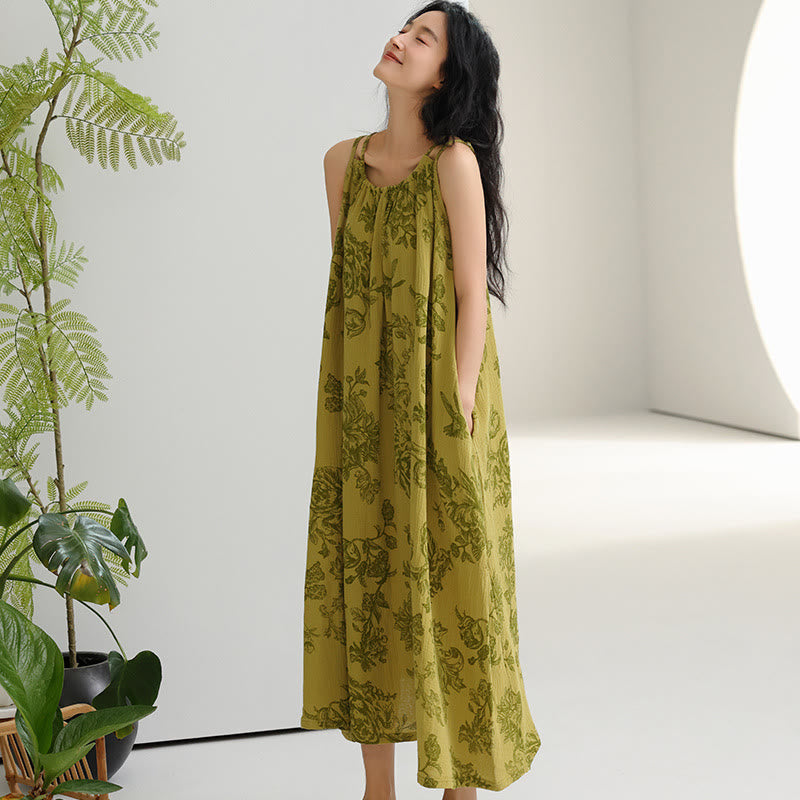 Green Floral Pure Cotton Camisole Nightgown - image 2