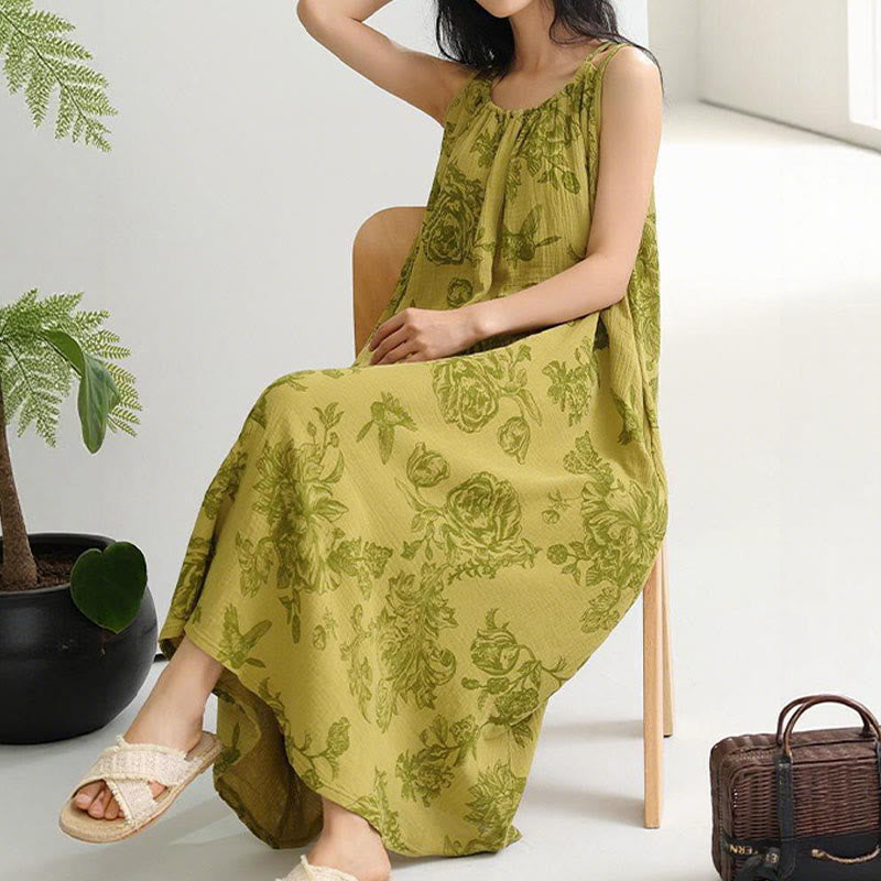 Green Floral Pure Cotton Camisole Nightgown - image 3