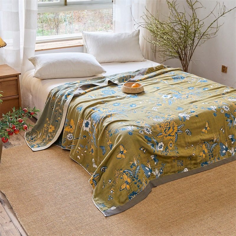 Butterfly & Floral Pure Cotton Quilt Blanket - image 2