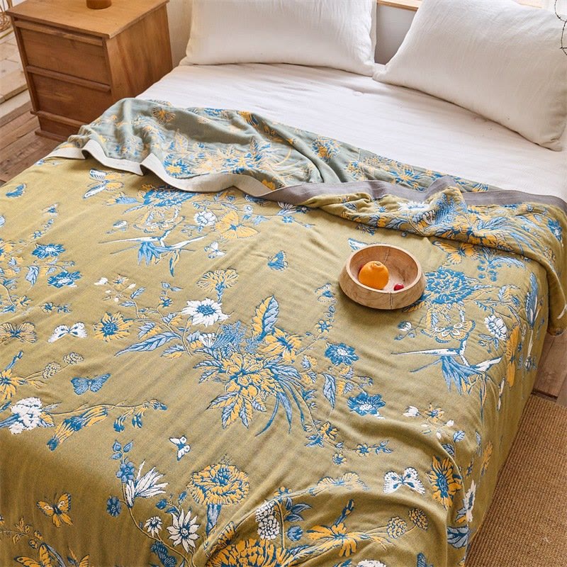 Butterfly & Floral Pure Cotton Quilt Blanket - Queen - image 0