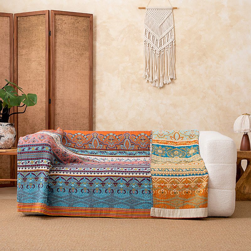 Retro Stripe Pattern Cotton Quilt Blanket - image 3