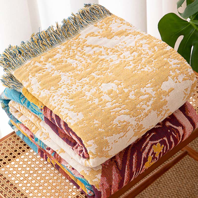 Rose Cotton Gauze Tassel Quilt Blanket - image 4