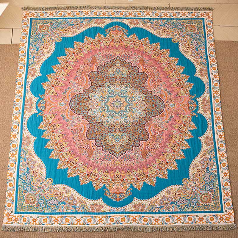 Vintage Pattern Cotton Gauze Tassel Quilt Blanket - image 5