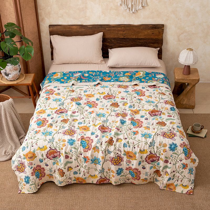 Floral Garden Cotton Gauze Quilt Blanket - King - image 0
