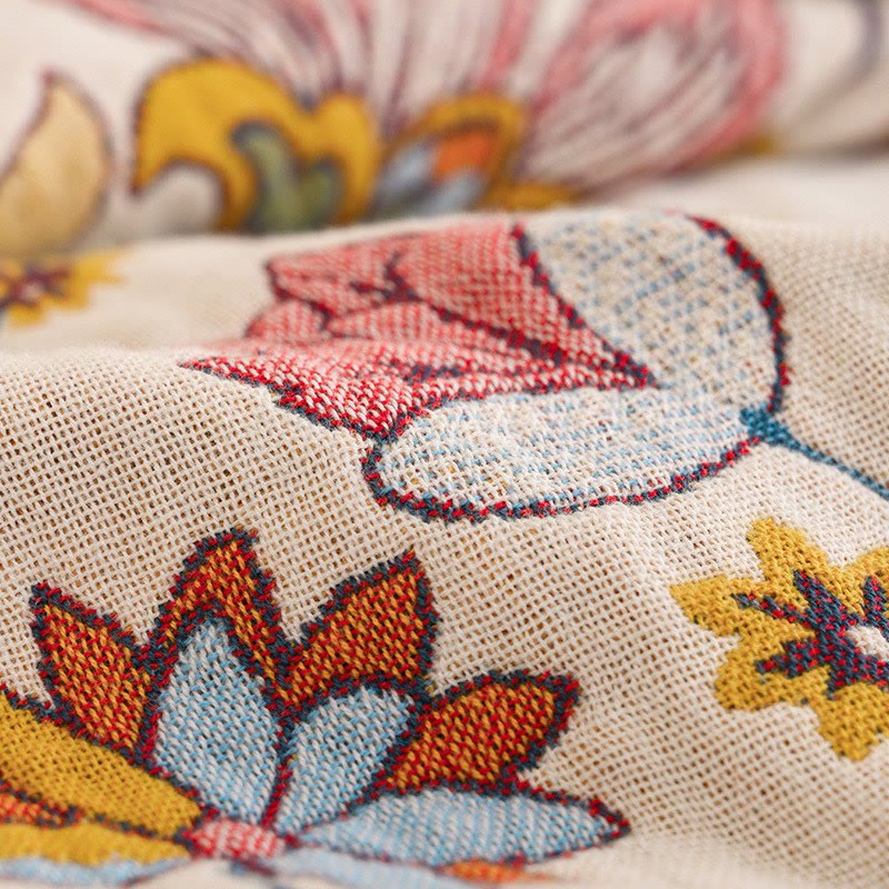 Reversible Floral Cotton Gauze Quilt Blanket - image 5