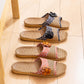 Floral Rattan Straw Slides House Slippers - image 2