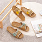 Floral Rattan Straw Slides House Slippers - image 1