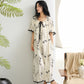 Bamboo Print Ruffle Neck Cotton Nightgown - image 1