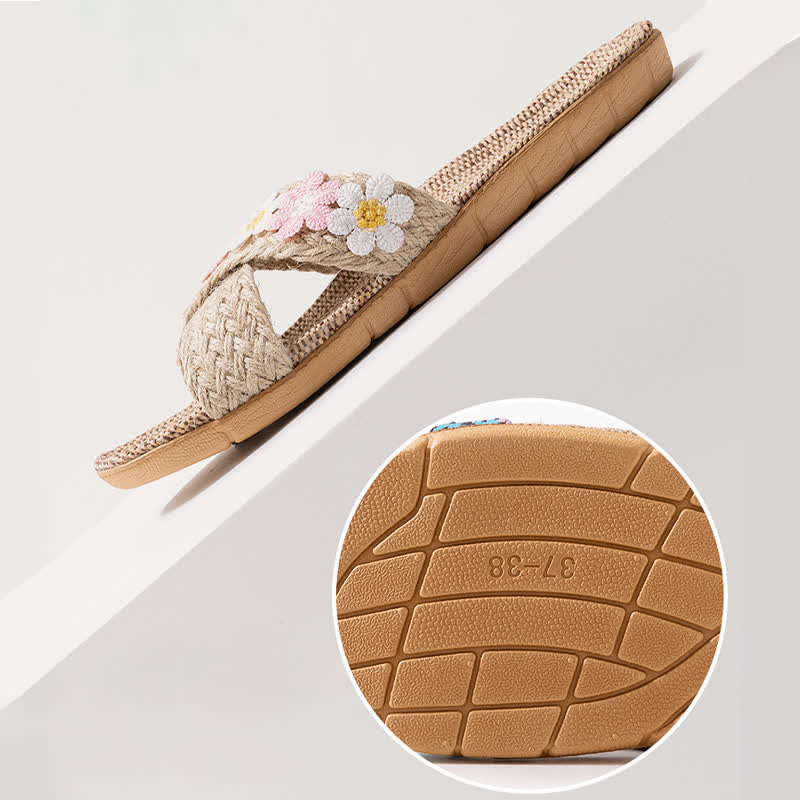 Cross-Band Woven Straw Slides Slippers - image 8