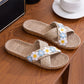 Cross-Band Woven Straw Slides Slippers - Blue - L - image 12