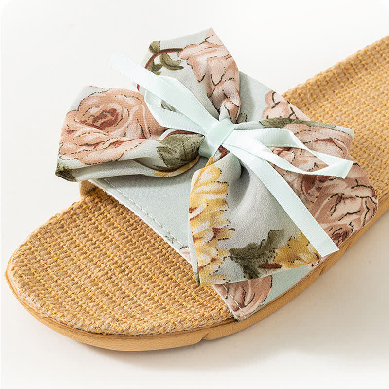 French Romantic Floral Linen Slippers - image 7