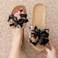 French Romantic Floral Linen Slippers - Black - L - image 12