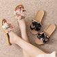 French Romantic Floral Linen Slippers - image 0