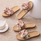 French Romantic Floral Linen Slippers - image 3