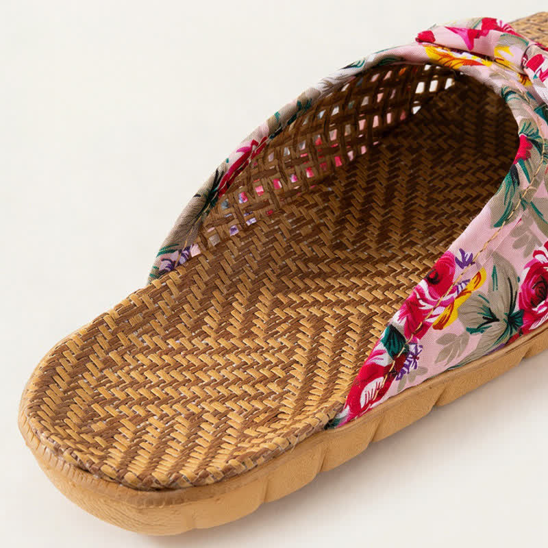 Closed-Toe Woven Rattan House Slippers - image 7