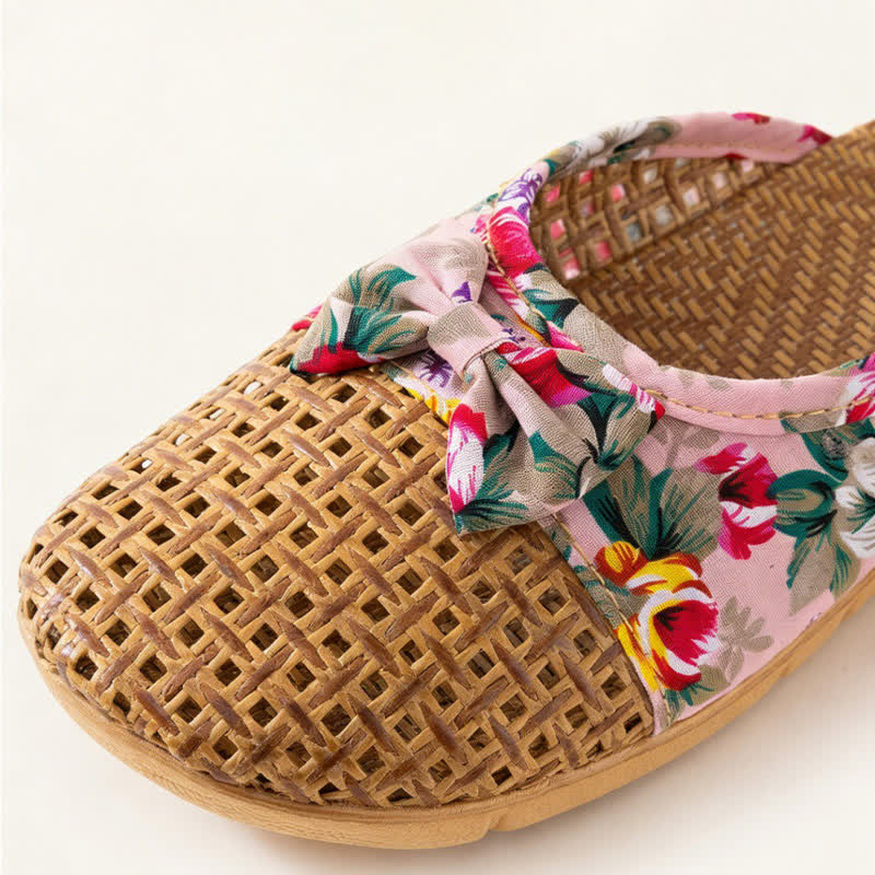 Closed-Toe Woven Rattan House Slippers - image 8