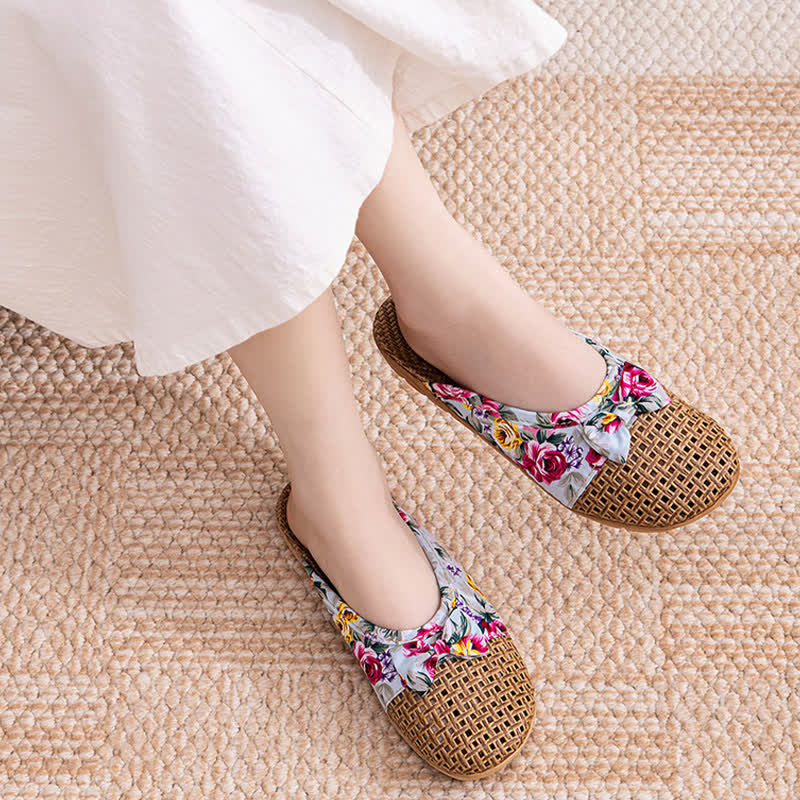 Closed-Toe Woven Rattan House Slippers - image 10