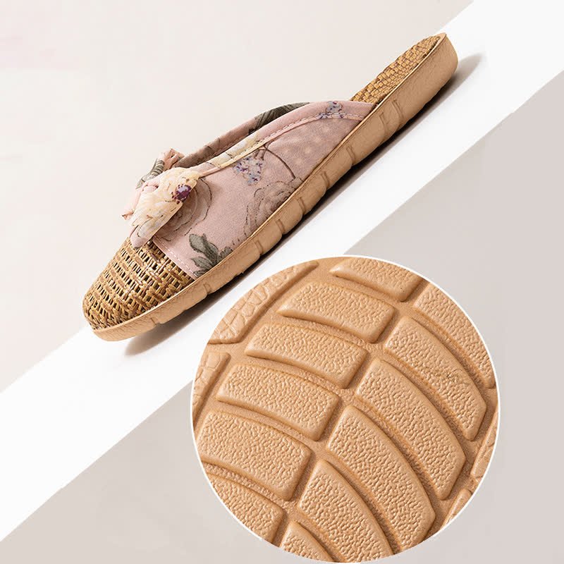 Vintage Floral Rattan Lightweight Slippers - image 6