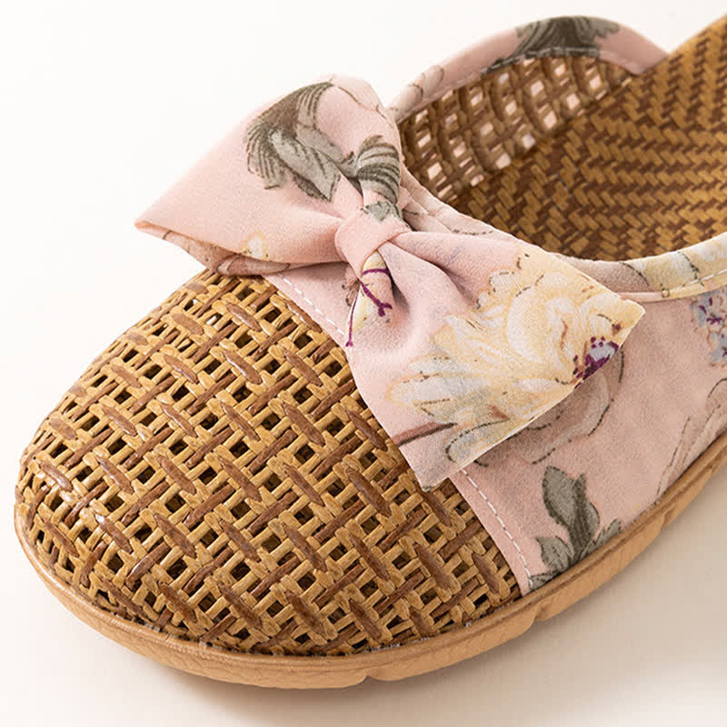 Vintage Floral Rattan Lightweight Slippers - image 9