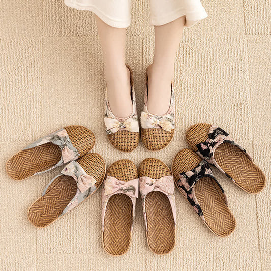 Vintage Floral Rattan Lightweight Slippers - image 1