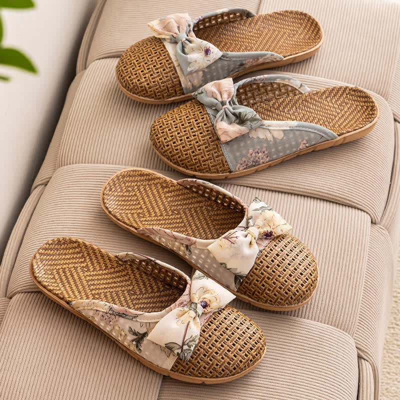 Vintage Floral Rattan Lightweight Slippers - image 3
