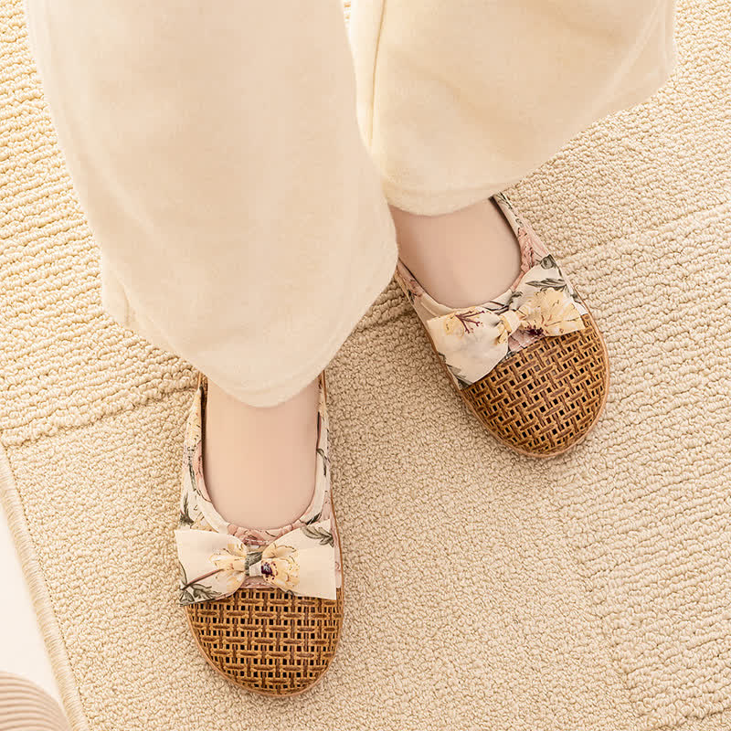 Vintage Floral Rattan Lightweight Slippers - image 5