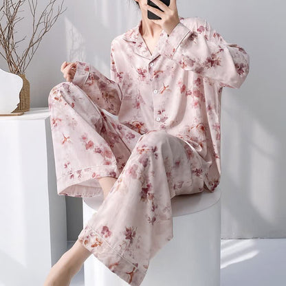 Pink Ink Wash Floral Pajama Set - Pink - XXL - image 0