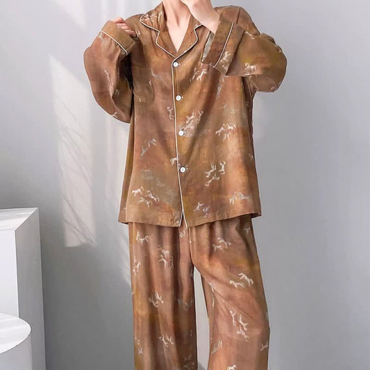 Vintage Horse Pattern Pajama Set - image 1