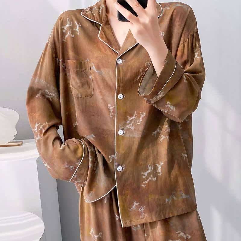 Vintage Horse Pattern Pajama Set - image 2