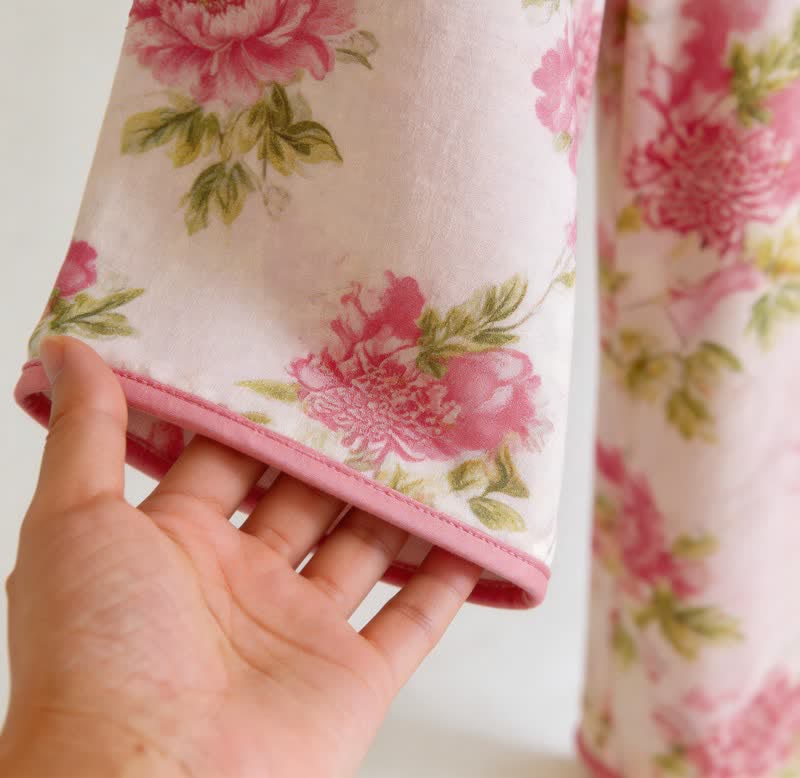 Oriental Pink Floral Pajama Set - image 4