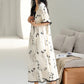 Bamboo Print Ruffle Neck Cotton Nightgown - image 3