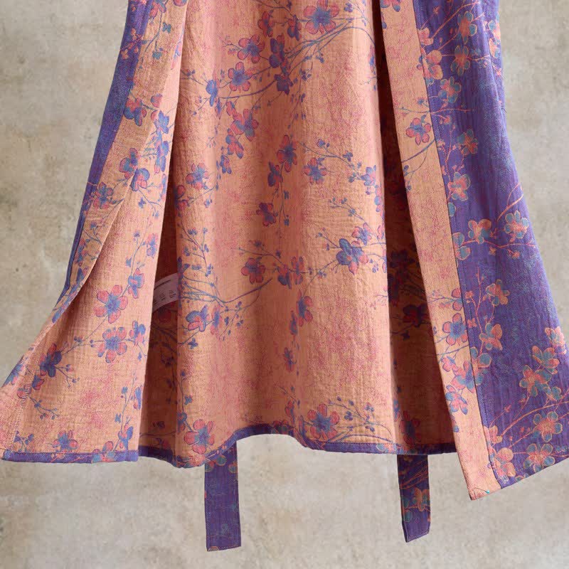 Branch & Floral Short Sleeve Cotton Robe - image 4