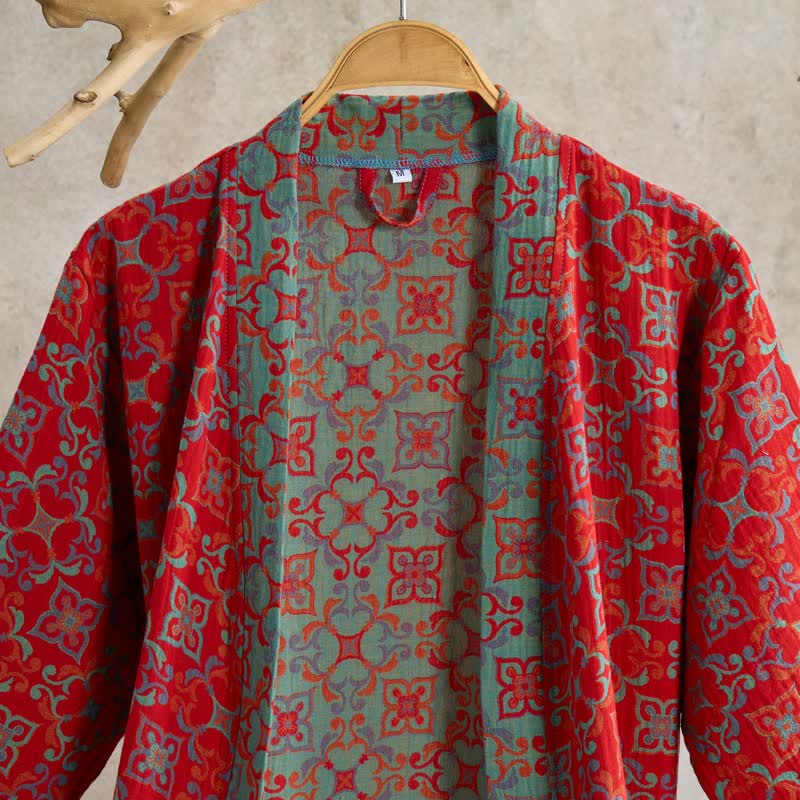Vintgae Pattern Short Sleeve Cotton Robe - image 1