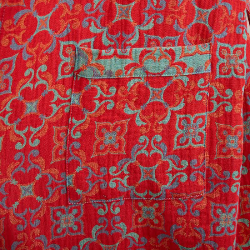Vintgae Pattern Short Sleeve Cotton Robe - image 5