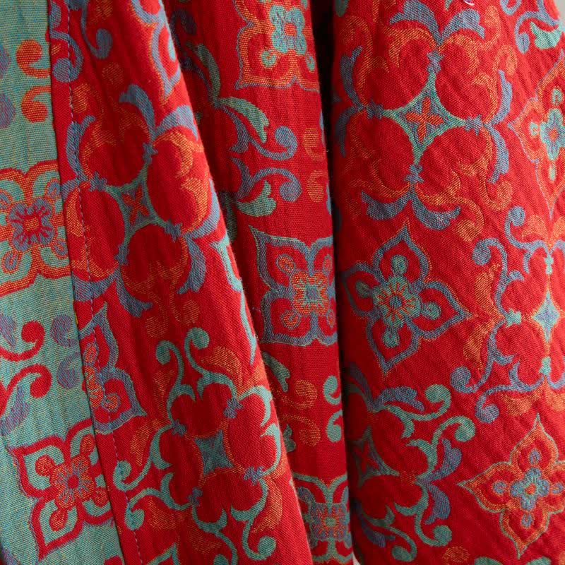Vintgae Pattern Short Sleeve Cotton Robe - image 6