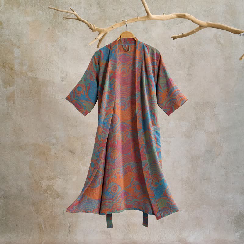 Vintgae Cloud Short Sleeve Cotton Robe - Multicolor - XL - image 0