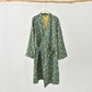 Ginkgo Leaf Cotton Gauze Yukata Robe - Green - XXL - image 16