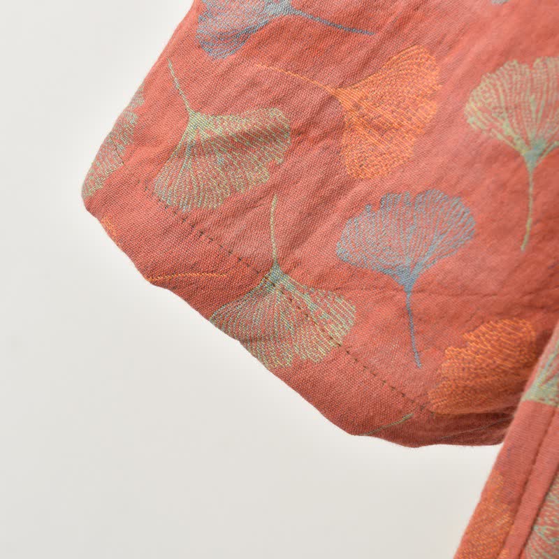 Ginkgo Leaf Cotton Gauze Yukata Robe - image 12