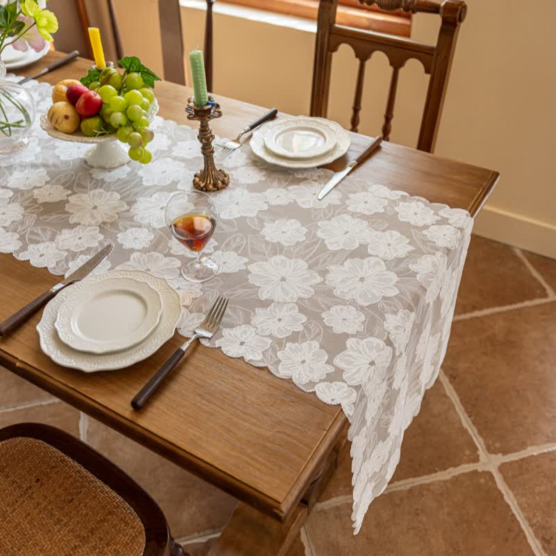 Camellia Jacquard Lace Table Runner - image 3