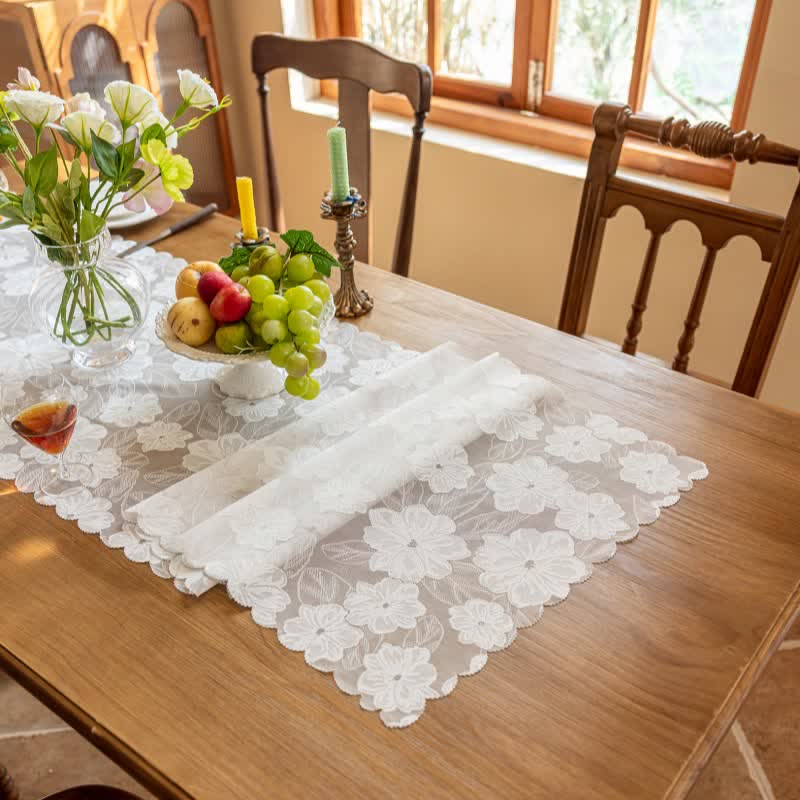 Camellia Jacquard Lace Table Runner - image 4