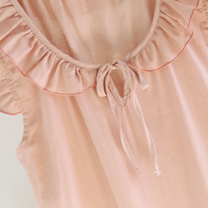 Cotton Gauze Solid Flutter Sleeve Nightdress - image 8