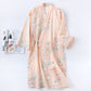 Pink Floral Cotton Gauze Kimono Robe - Orange - L - image 9