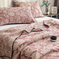 Floral & Leaf Cotton Gauze Quilt Blanket - image 1