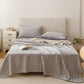 Leafy Stripe Cotton Gauze Quilt Blanket - Gray - 2PCS Pillowcases - 19" x 29" - image 2