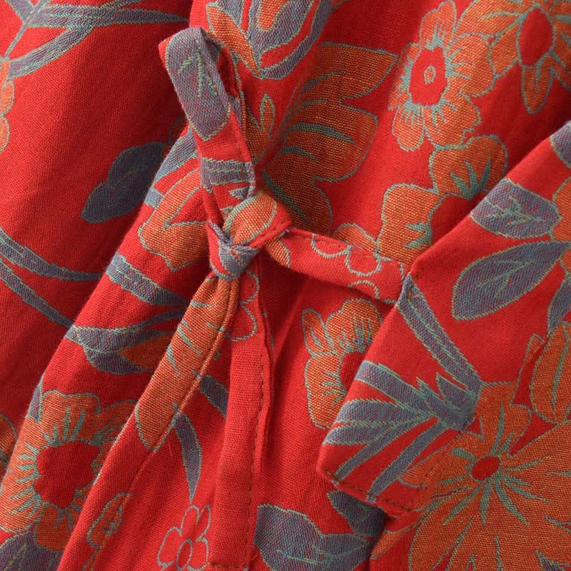 Pastoral Floral Jacquard Kimono Cotton Robe - image 5