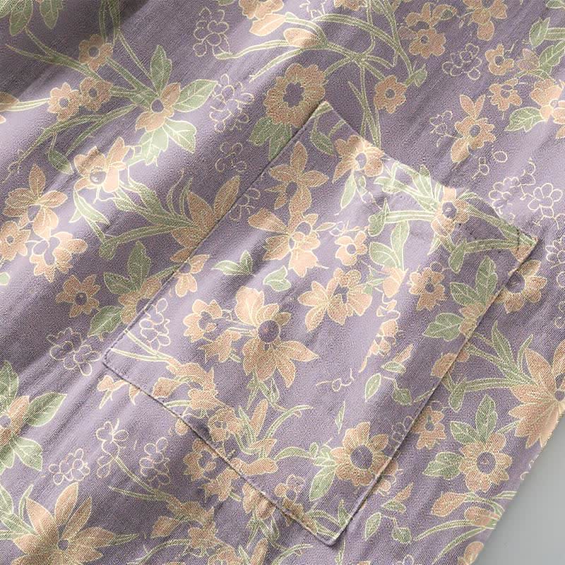 Pastoral Floral Jacquard Kimono Cotton Robe - image 17