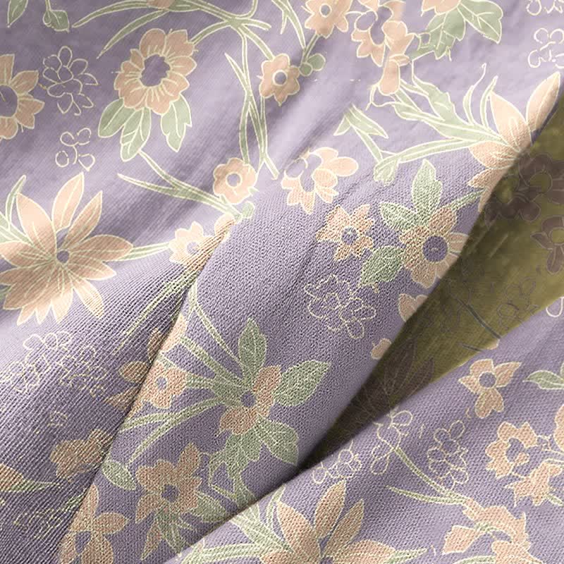 Pastoral Floral Jacquard Kimono Cotton Robe - image 16
