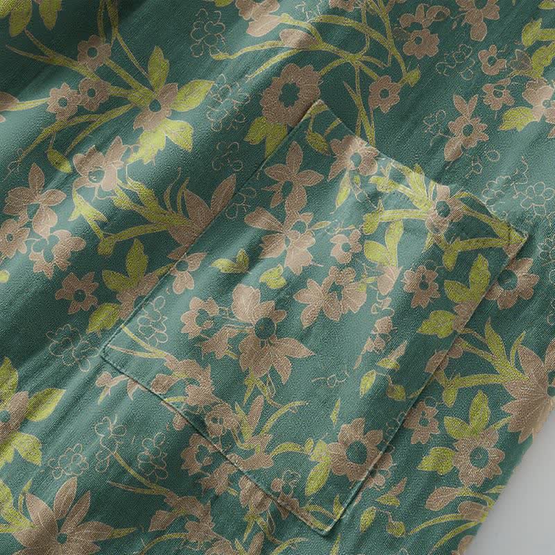 Pastoral Floral Jacquard Kimono Cotton Robe - image 11