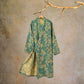 Pastoral Floral Jacquard Kimono Cotton Robe - Green - XXL - image 6