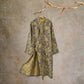 Pastoral Floral Jacquard Kimono Cotton Robe - Brown - XXL - image 19